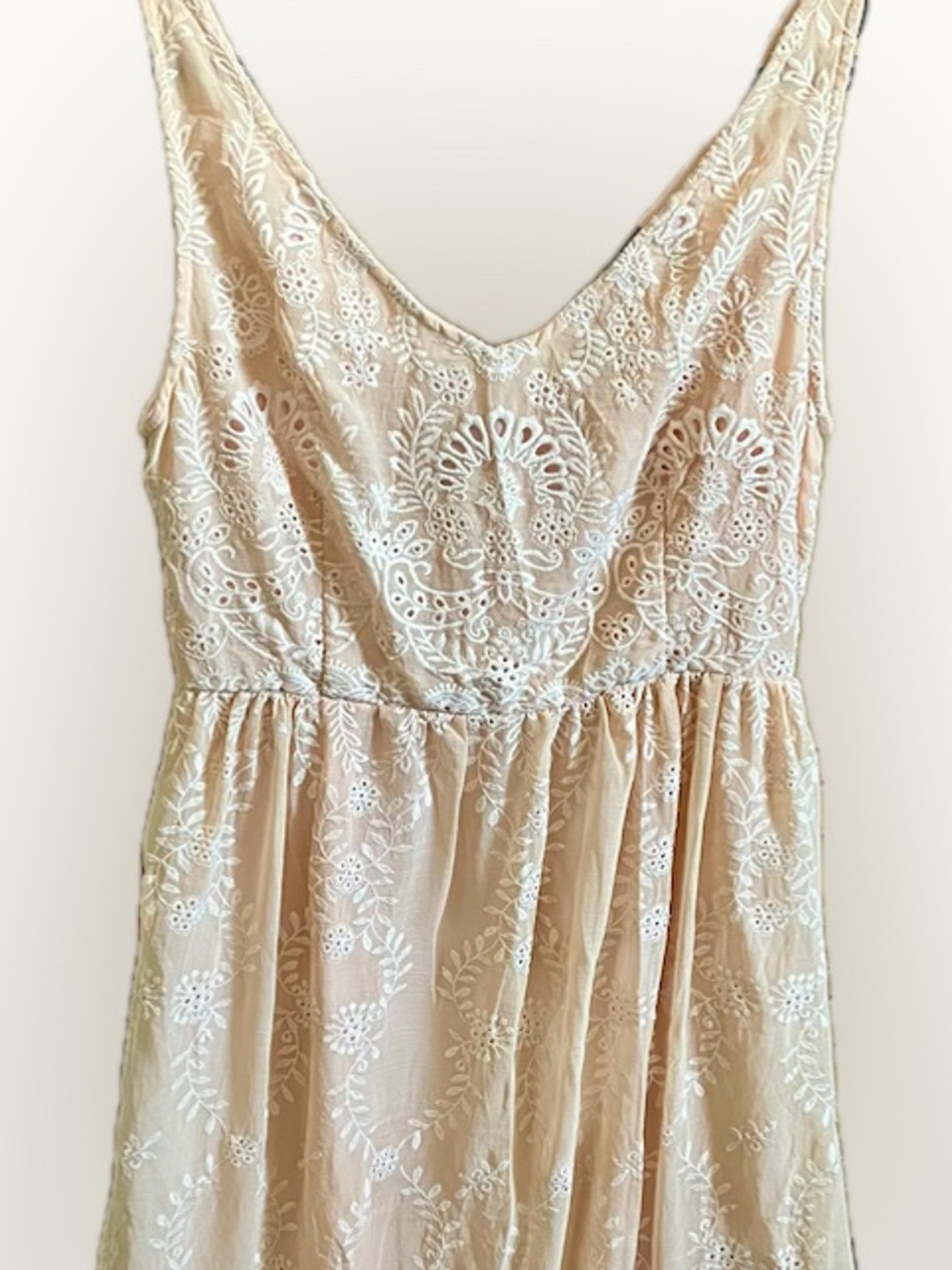 Anthropologie Peaches & Cream Maxi Dress with Embroidered Lace